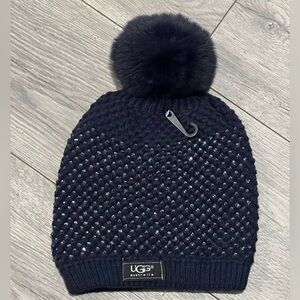 Navy UGG Rhinestone Knitted Hat